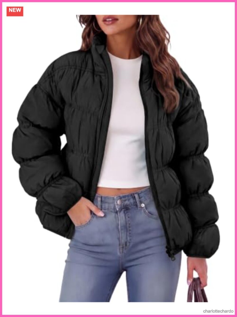 Women's Quilted Puffer Jacket Zip Up Warm Winter Casual Coat